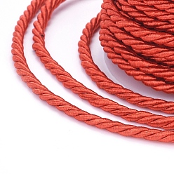 Orange Red Polyester Cord, Twisted Cord, Orange Red, 3mm, about 5.46 yards(5m)/roll