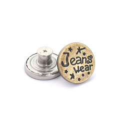 Античная Бронза Штыри кнопки сплава для джинсов, морские кнопки, аксессуары для одежды, круглый со словом, античная бронза, 20 мм