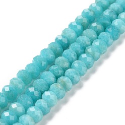 Amazonite Natural Amazonite Beads Strands, Faceted, Rondelle, 8x5mm, Hole: 1mm, about 72pcs/strand, 15.47''(39.3cm)