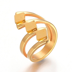 Golden 304 Stainless Steel Finger Rings, Wide Band Rings, Golden, Size 7, 17mm