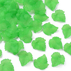 Зеленый Осенняя тема прозрачные матовые акриловые подвески, кленового листа, зелёные, 24x22.5x3 мм, отверстие : 1 мм, Около 962 шт / 500 г