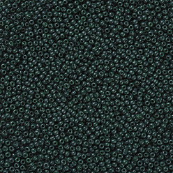 Dark Green 11/0 Grade A Round Glass Seed Beads, Baking Paint, Dark Green, 2.3x1.5mm, Hole: 1mm, about 48500pcs/pound