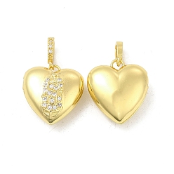 Light Gold Pendentifs médaillon en laiton zircon cubique transparent, coeur avec des charmes de jésus, or et de lumière, 20x21x7.5mm, Trou: 5.5x3mm