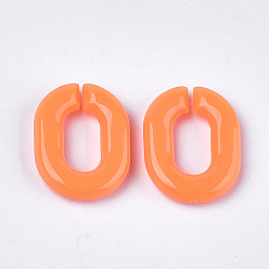 Orange Foncé Anneaux liant acrylique, connecteurs à liaison rapide, pour la fabrication de chaînes de bijoux, ovale, orange foncé, 19x14x4.5mm, trou: 11x5.5 mm, environ 680 pcs / 500 g