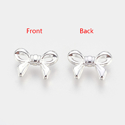 Silver Tibetan Style Alloy Beads, Bowknot, Silver Color Plated, Lead Free & Cadmium Free & Nickel Free, 10x14x3mm, Hole: 1mm