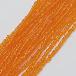 Оранжевый Прозрачные стеклянные бусины, граненые, рондель, оранжевые, 2.5x1.5 мм, отверстие : 0.5 мм, около 197~201 шт / нитка, 12.9 дюйм (33 см)