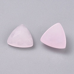Misty Rose Natural White Jade Cabochons, Dyed, Faceted, Triangle, Misty Rose, 10x10x5mm