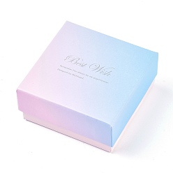 Pink Best Wish Cardboard Bracelet Boxes, with Black Sponge, for Jewelry Gift Packaging, Square, Pink, 7.5x7.5x3.5cm
