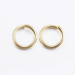 Real 24K Gold Plated 304 Stainless Steel Open Jump Rings, Real 24K Gold Plated, 12 Gauge, 15x2mm, Inner Diameter: about 11mm