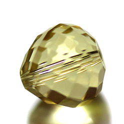 Verge D'or Pâle Imitations de perles de cristal autrichien, grade de aaa, facette, larme, verge d'or pale, 6mm, Trou: 0.7~0.9mm