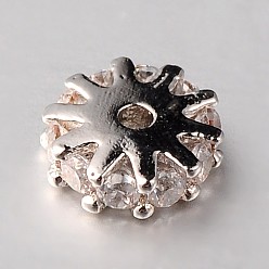 Platine Micro cuivres ouvrent cubes zircone perles d'espacement, plat rond, sans cadmium et sans plomb, clair, platine, 6x2mm, Trou: 1mm