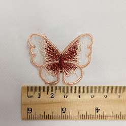 Темный Лосось Компьютеризированная органза с вышивкой металлизированными нитками, пришивание заплаток к одежде, бабочка, темный лосось, 40x50 мм