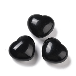 Obsidiana Piedra natural del amor del corazón de obsidiana, piedra de palma de bolsillo para el equilibrio de reiki, 40~41x45~46x26~27 mm