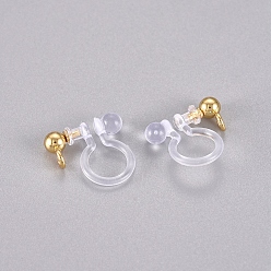 Real 18K Gold Plated 304 Stainless Steel and Plastic Clip-on Earring Findings, Real 18k Gold Plated, 11x11x3mm, Hole: 1.8mm