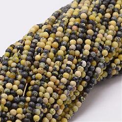 Yellow Turquoise(Jasper) Natural Yellow Turquoise(Jasper) Beads Strands, Round, 2mm, Hole: 0.5mm, about 190pcs/strand