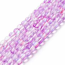 Violet Synthetic Moonstone Beads Strands, Round, Violet, 6mm, Hole: 0.8mm, about 63pcs/strand, 14.57''~15.55''(37~39.5cm)