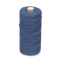 Steel Blue 100M Round Cotton Braided Cord, for DIY Handmade Tassel Embroidery Craft, Steel Blue, 3mm, about 109.36 Yards(100m)/Roll