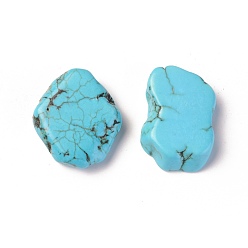 Turquoise Pálido Cuentas de magnesita natural, cuentas de losa plana, sin agujero / sin perforar, teñido, pepitas, turquesa pálido, 23~26x18~21x4.5~6 mm