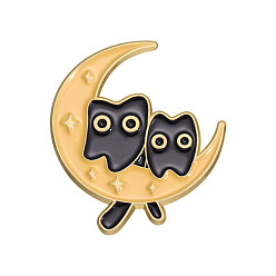 Luna Pins aleación del esmalte, broche accesorio versátil de gato negro, luna, 30x26 mm