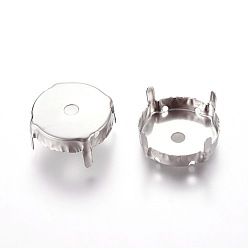 Stainless Steel Color Stainless Steel Rhinestone Claw Settings, Flat Round, Stainless Steel Color, 19x8.3mm, Tray: 18mm