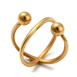 Doré  Placage ionique (ip) 304 anneaux en acier inoxydable pour femmes, anneau croisé, or, taille us 7 (17.3 mm)