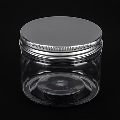 Clear PET Airtight Food Storage Containers, for Dry Food, Snacks, Cosmetic, Candles, with Aluminum Screw Top Lid, Clear, 8.3x6.6cm