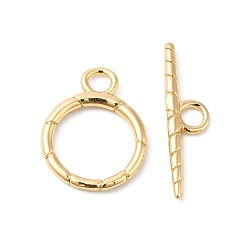 Real 18K Gold Plated Brass Toggle Clasps, Ring, Real 18K Gold Plated, Ring: 19x15x2mm, Hole: 3mm, Bar: 24x6x2mm, Hole: 3mm