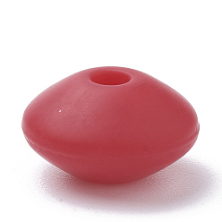 Rouge Perles de silicone écologiques de qualité alimentaire, perles à mâcher pour les jouets de dentition, Diy soins infirmiers colliers faisant, rondelle, rouge, 12x6~7mm, Trou: 2mm