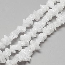 Quartz craquelé Perles naturelles de cristal de quartz de crépitement, puce, 6~15x4~8x2~7mm, Trou: 1mm, Environ 146 pcs/chapelet, 15.7 pouce