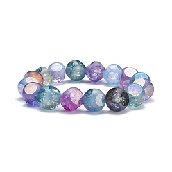 Coloré Bracelet extensible en perles de verre craquelées bling, bracelet perles rondes facettes pour fille femme, colorées, diamètre intérieur: 2-1/8 pouce (5.3 cm)