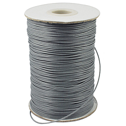 Dark Gray Korean Waxed Polyester Cord, Bead Cord, Dark Gray, 1.2mm, about 185yards/roll