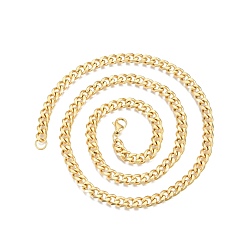Golden Men's 201 Stainless Steel Cuban Link Chain Necklace, Golden, 23.62 inch(60cm), Wide: 7mm