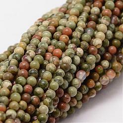 Jasper Rhyolite Naturelles rhyolite jaspe perles brins, ronde, 2mm, trou: 0.5mm, environ 190 pcs/chapelet