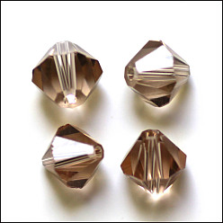 Верблюжий Имитация Австрийские кристаллические шарики, класс AAA, граненые, двухконусные, верблюжие, 10x9~10 мм, отверстие : 0.9~1.6 мм