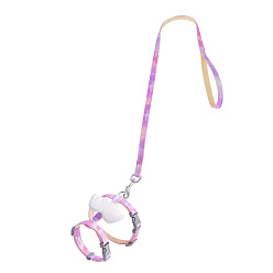 Medium Orchid Cat Harness and Leash Set, Cloth Belt Traction Rope Cat Escape Proof with Plastic Adjuster and Alloy Clasp, Adjustable Harness Pet Supplies, Medium Orchid, Inner Diameter: 18~32mm, Rope: 10mm