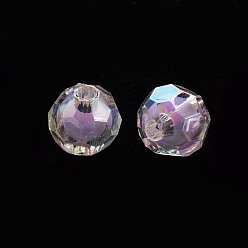 Lilas Perles acryliques transparentes, Perle en bourrelet, couleur ab , facette, ronde, lilas, 9.5x9.5mm, Trou: 2mm, environ1041 pcs / 500 g