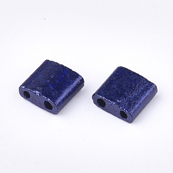 Темно-Синий 2 Отверстие для выпечки краски стеклянные бусины, прямоугольные, темно-синий, 5x4.5~5.5x2~2.5 мм, отверстие : 0.5~0.8 мм