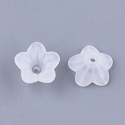 Прозрачный 5 -прозрачные акриловые шарики, матовые, цветок, прозрачные, 12x12x6 мм, отверстие : 1.2 мм