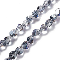 Bleu De Prusse Perles en verre electroplate, demi arc-en-ciel plaqué, nuggets, null, 7x6.5x6mm, Trou: 0.9mm, Environ 90 pcs/chapelet, 24.41 pouce (62 cm)