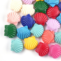 Color mezclado Cuentas de coral sintéticas, teñido, cáscara, color mezclado, 10x12x6.5 mm, agujero: 1.5 mm