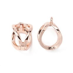 Rose Gold Rack Plating Brass Hinged Bails, Enhancer Shortener Pendant Bails, with Loops, Long-Lasting Plated, Cadmium Free & Lead Free, Rose Gold, 14.5x10x9mm, Hole: 1.5mm