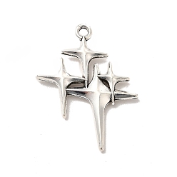 Antique Silver Alloy Pendants, Cross with Star, Antique Silver, 29.5x23x3mm, Hole: 1.6mm