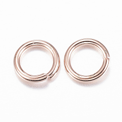 Розовое Золото 304 кольца прыжок из нержавеющей стали, открытые кольца прыжок, розовое золото , 18 датчик, 6x1 мм, внутренний диаметр: 4 мм