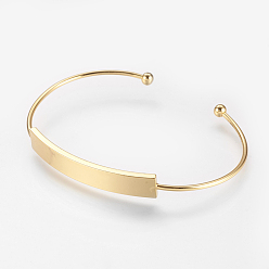Real 18K Gold Plated Brass Cuff Bangle, Real 18K Gold Plated, 1-3/4 inchx2-1/2 inch(48x64mm)