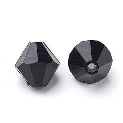 Negro Abalorios de acrílico transparentes, bicono, negro, 8x7.5 mm, Agujero: 2 mm, sobre 2640 unidades / 500 g