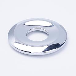 Plaqué Gris Galvanoplastie non-magnétiques pendentifs hématite synthétiques, disque de donut / pi, platinée, largeur de l'anneau: 16 mm, 50x7mm, Trou: 18mm