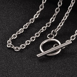 Stainless Steel Color 304 Stainless Steel Cable Chain Necklaces, with Toggle Clasps, Stainless Steel Color, 16.9 inch(43cm)