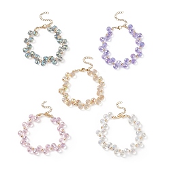 Couleur Mélangete Bracelet perlé en forme de larme de verre bling pour femme, couleur mixte, 7-1/2 pouce (19 cm)