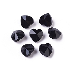 Negro Perlas de vidrio transparentes, facetados, corazón, negro, 10x10x7 mm, agujero: 1~1.2 mm