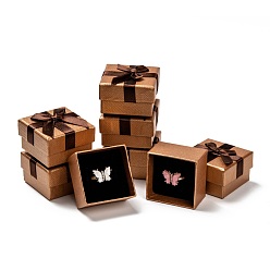 Седло Коричневый Картонные коробки кольцо, с бантом, квадратный, седло коричневый, 50x50x30 мм